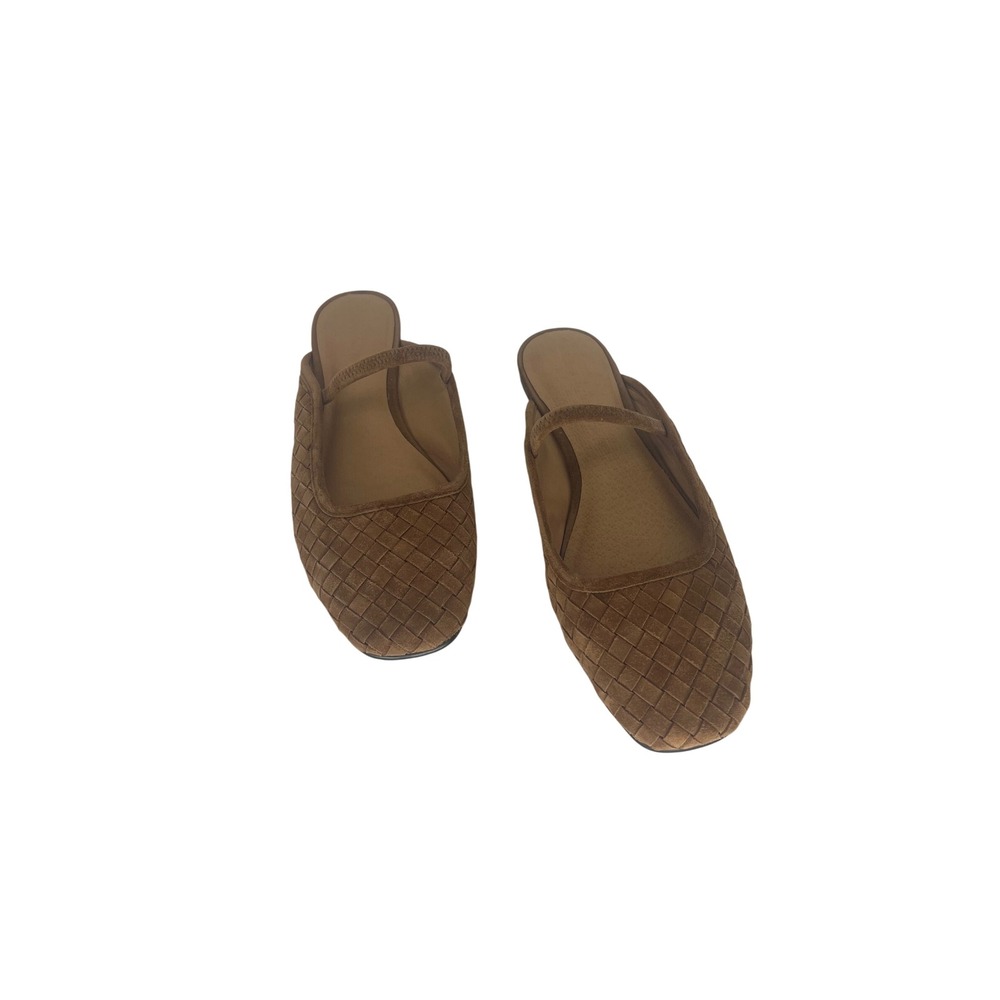 Madewell Greta Ballet Flat Mule Warm Hickory Woven Suede Leather Shoes Size 8 - Picture 2 of 14